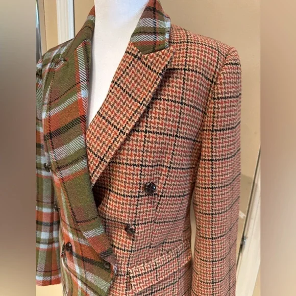 Sam Edelman Women's Imogen Mixed-Plaid Double-Breasted Blazer Small - Picture 5 of 14